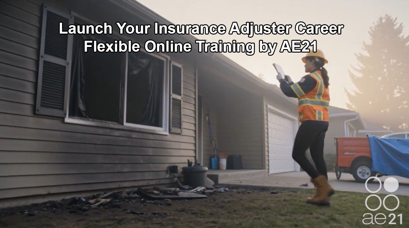 Load video: With AE21 Insurance Adjuster Training you can learn the skills needed to become a successful insurance adjuster through flexible online training designed for today’s professionals.